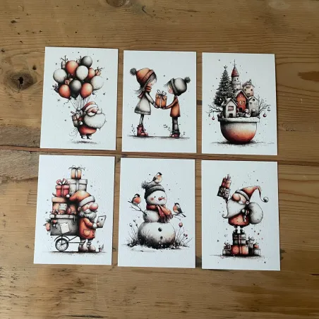 Set of 6 Christmas Greeting Cards