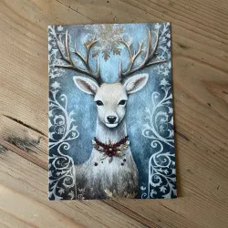 Carte 'Cerf blanc dans la neige'