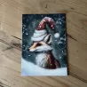 A Christmas Greeting Card " Fox in the snow with a bonnet ",  high quality envelope added.