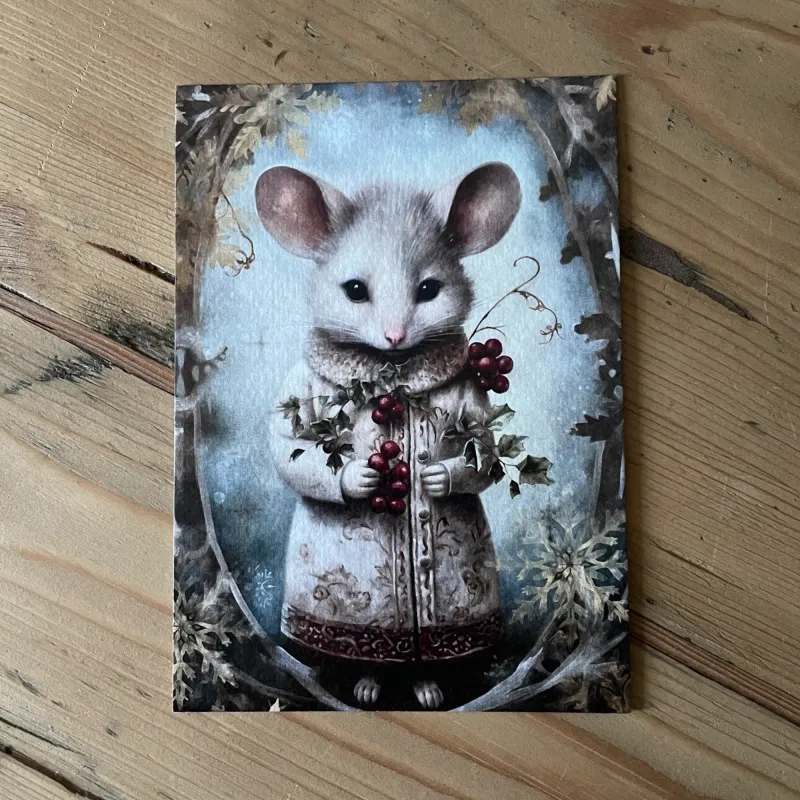A Christmas Greeting Card " Little mouse in winter ",  high quality envelope added.